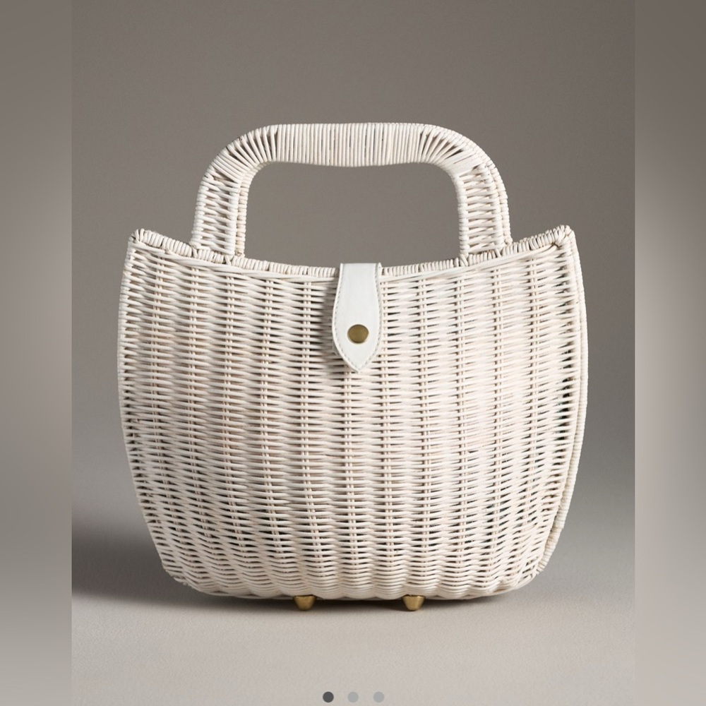 Anthropologie NWT Bali Woven Wicker Basket Bag